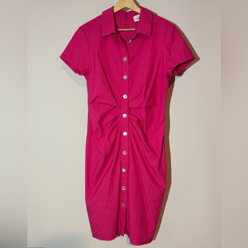 ✨ Joseph Ribkoff Pink Ruched Button-Front Dress ✨ - Picture 4 of 7